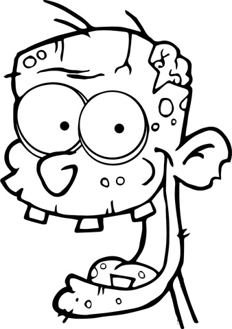 Head Of Zombie Coloring Page